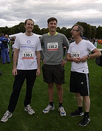 J. Pfeiffer, C. Korge, W. Schöffel mit Startnummern