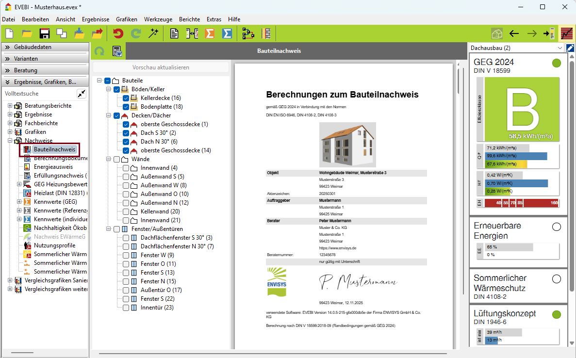 Bericht: Bauteilnachweis